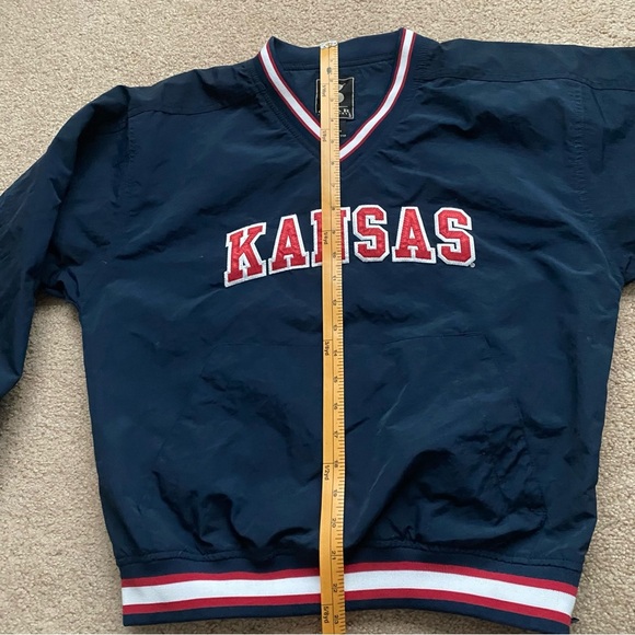 NCAA Kansas Jayhawks Windbreaker Jacket Youth Large Navy Pullover Pockets‎ Gear - Picture 3 of 13